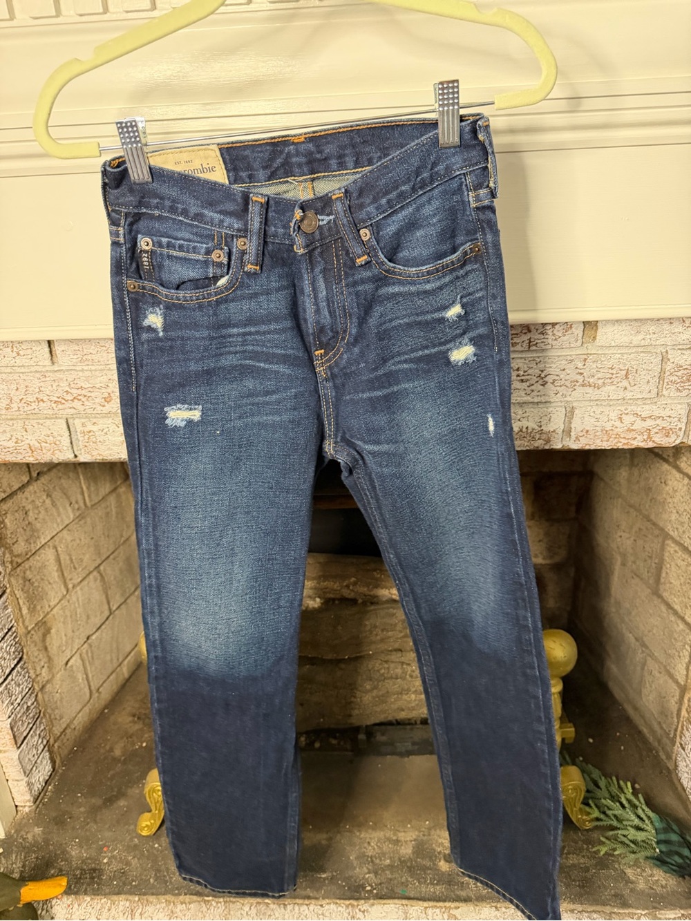 abercrombie kids Indigo Blue Distressed Slim Jeans